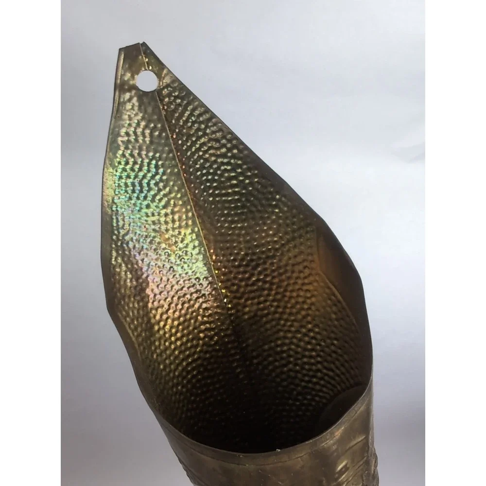Brass Repousse Wall Vase Match Holder/Fireplace Mount 11